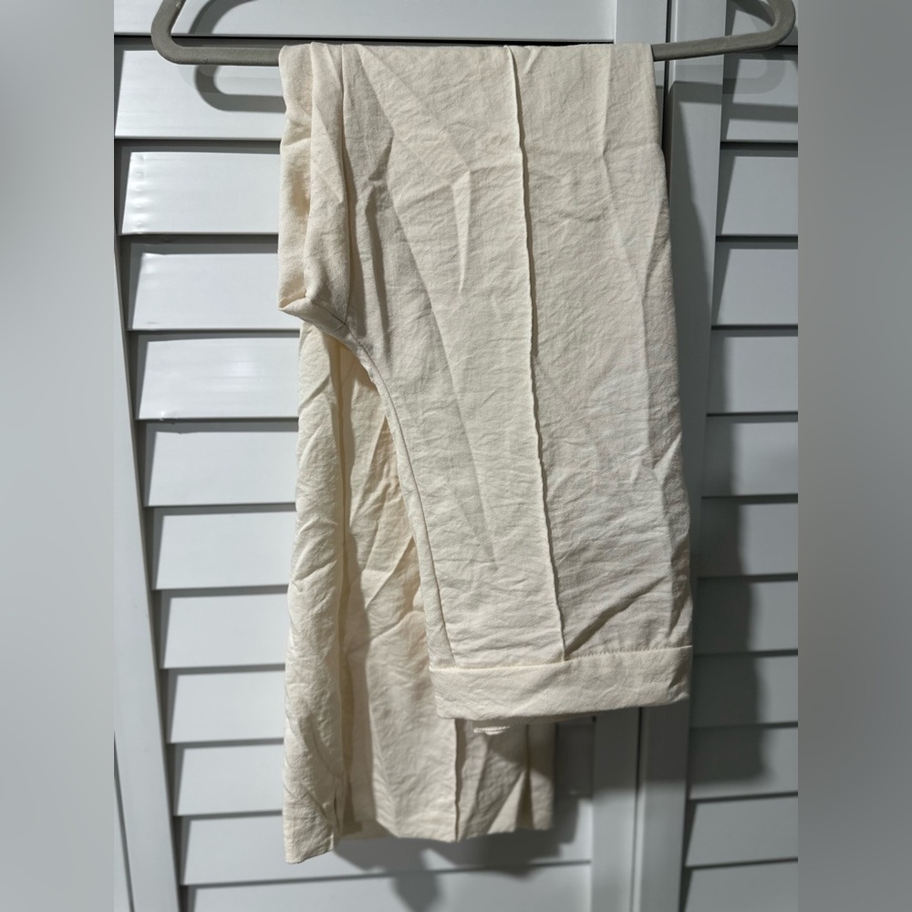 H&M high waisted cream linen pants